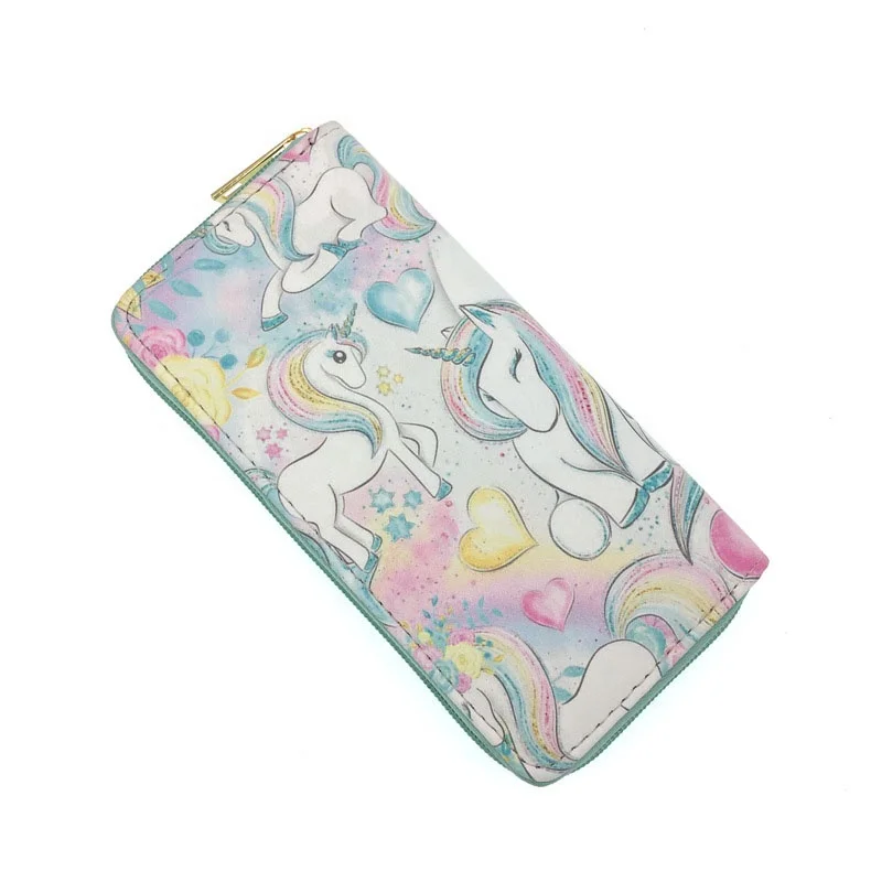 Byleading Girl Zipper Around Organizer Female Coin Wallets Cartoon Pu Leather Wallet Women