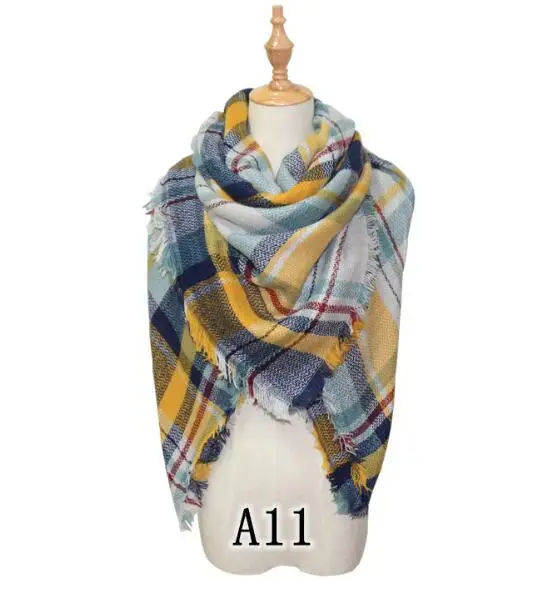 HOT!!! Personalized 60 color stole Square Oversized Plaid Blanket Scarf Tartan women cashmere scarf