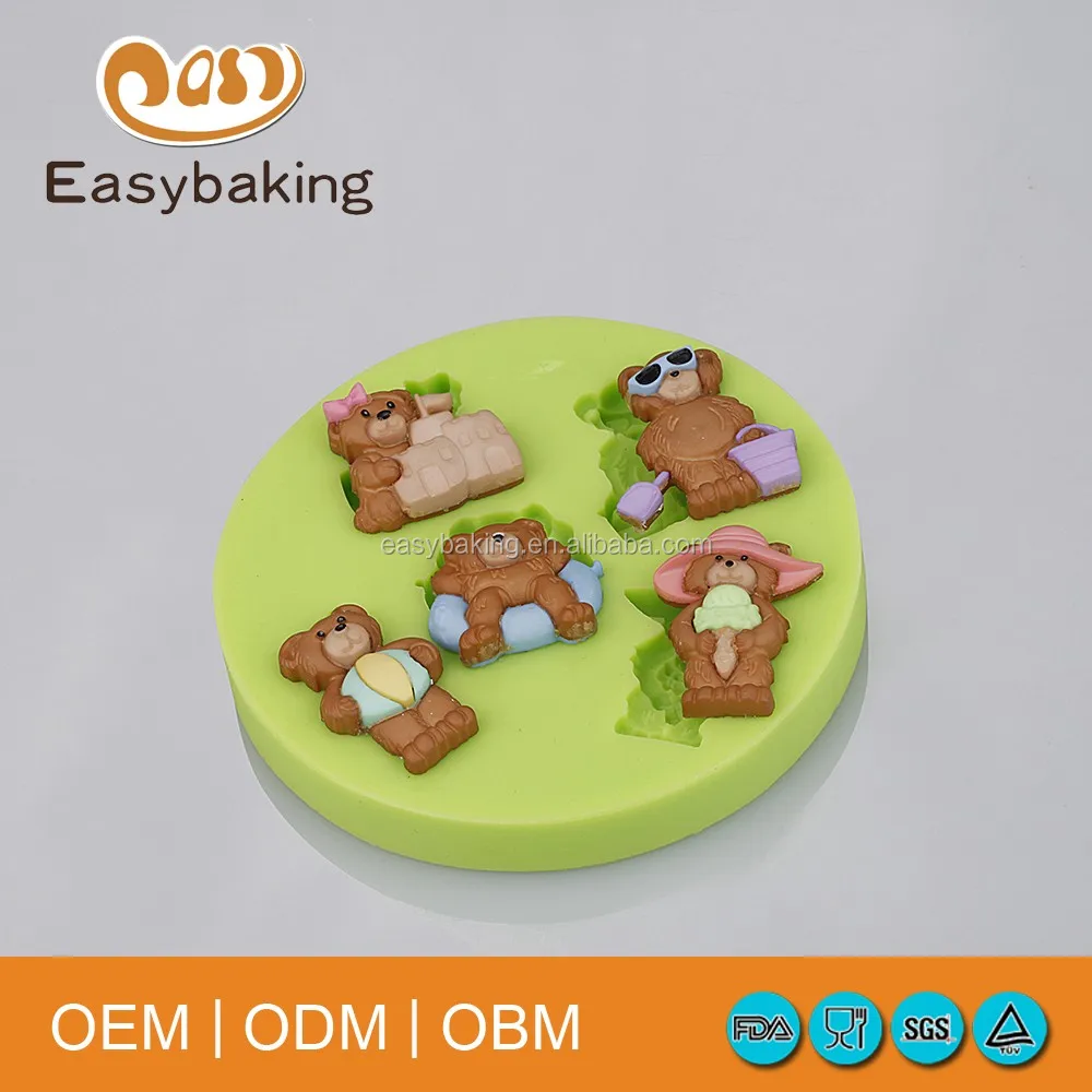 Jenny Bakery Teddy Bear Silicone Molds For Cake Decorations Clay Chocolate Candy Biscuits