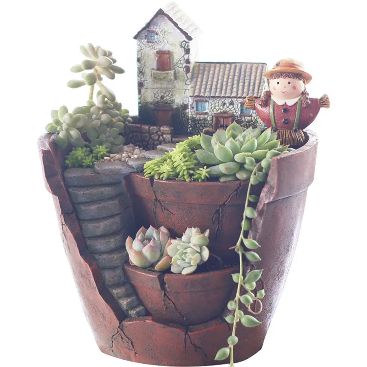 Creative resin sky garden Flower Pots For Flowers Succulents Bonsai Planter  Plant Pot De Fleur office decoration for desk