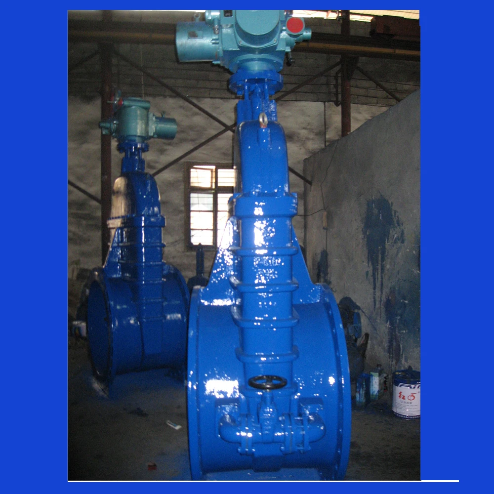 motorized gate valve PN10 ductile iron body resilient seated size DN700-DN1000 standard BS5163 DIN F4 F5