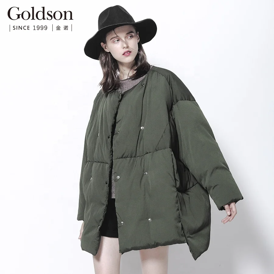 European Custom Clothing Top Design Women Down Jacket For Winter With Big Scarf