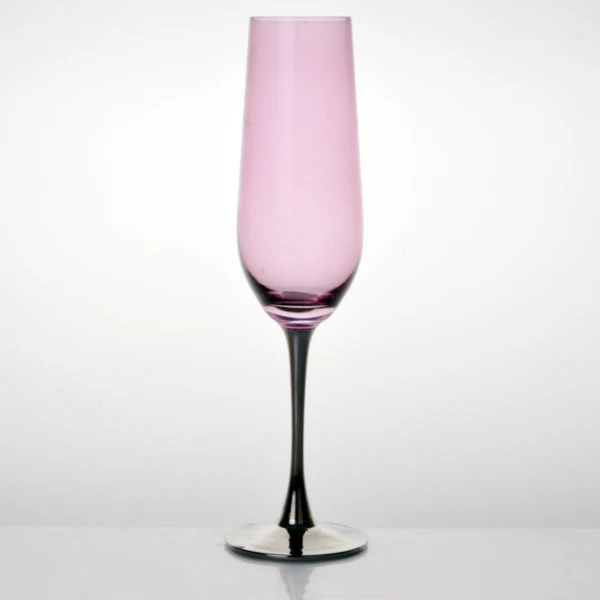 
Wholesale colorful champagne glasses flute with silver long stem 