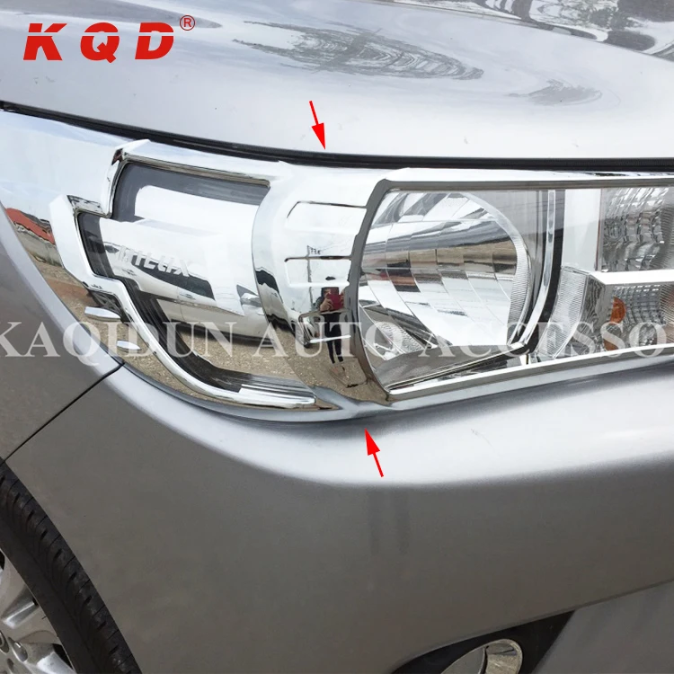 Новый автомобиль аксессуары ABS Chrome передний свет лампы Крышка для Toyota Hilux Revo 2015/2016