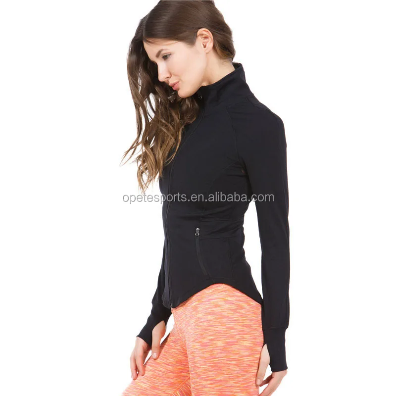 (OEM/ODM Factory)Fitness apparel high quality cheap women yoga jacket running jacket black yoga jacket