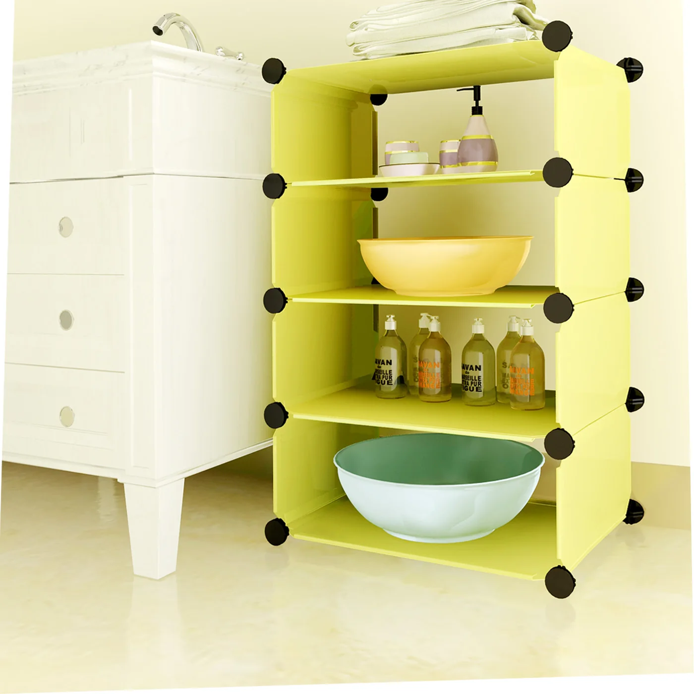 Cube DIY Modular Storage Rack Closet Organizer Bathroom Plastic Cabinet For Laundry