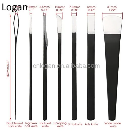 7pcs Professional Steel Nail Art Pedicure Knife Nail Care Mini Pedicure Kit