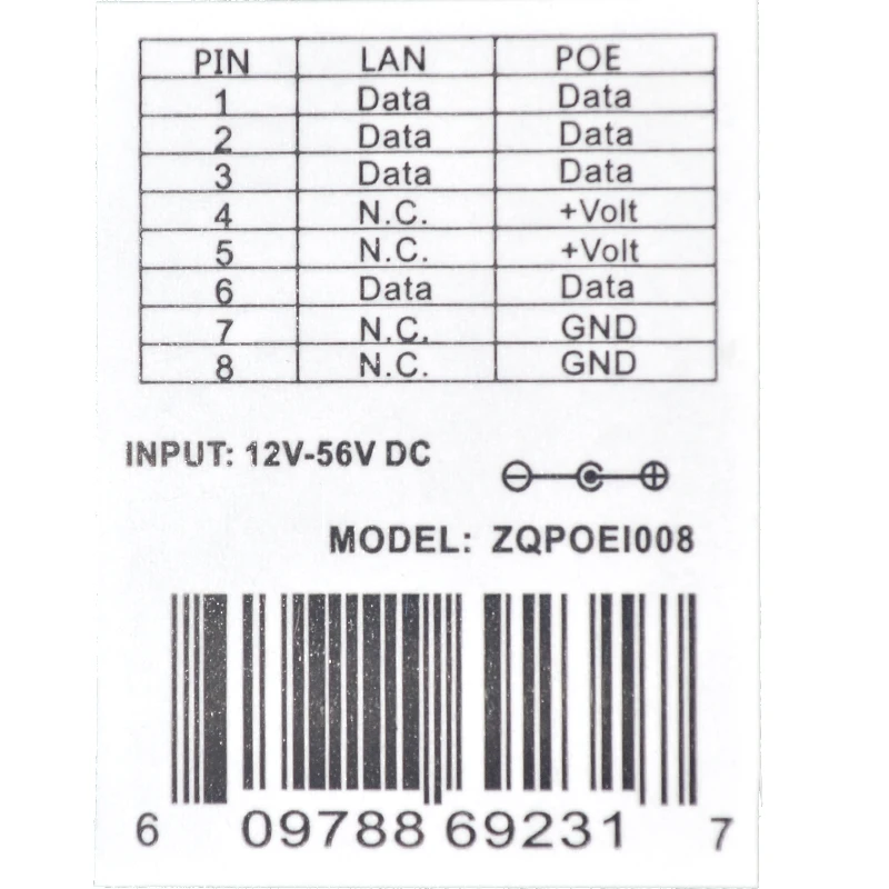 POE-8-48V60W IEEE802.3af 48v 60w Passive Power Over Ethernet poe injector 8 port for IP Camera WiFi AP