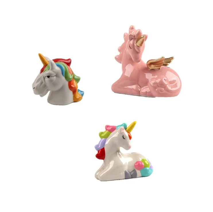 Пользовательская Керамическая Свинья Форма копилка для монет Единорог