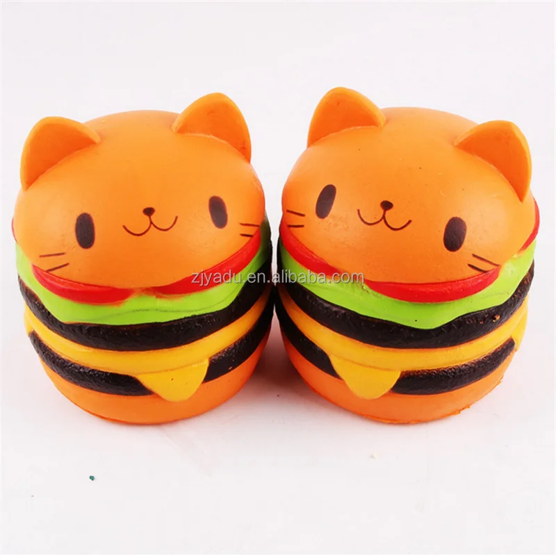  Новинка популярная сжимаемая медленно восстанавливающая форму игрушка из искусственной кожи гамбургер кошка декомпрессионный хлеб с завода