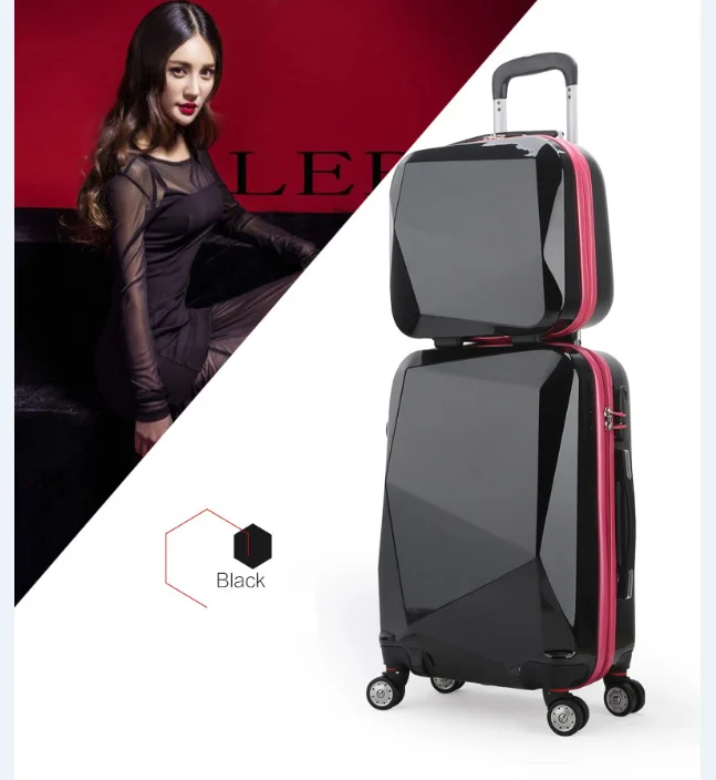New Fashion Transparent PC Diamond Gloss Texture Luggage Cheap Sky Travel Time Rolling Custom Luggage