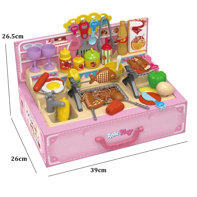 wholesale pretend kitchen play toys DIY role play toys for children mini plastic kids bbq set toy