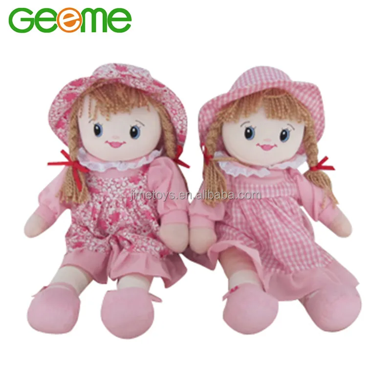 JM1206-2 Fabric Rag Dolls with Striped Cotton Dress