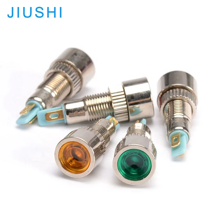 
A8-2 waterproof metal LED indicator mounting hole 8mm round signal lamp 3V 6V 12V 24V 220V red green yellow 