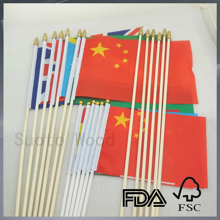 Small wooden flagpole wood stick for flag
