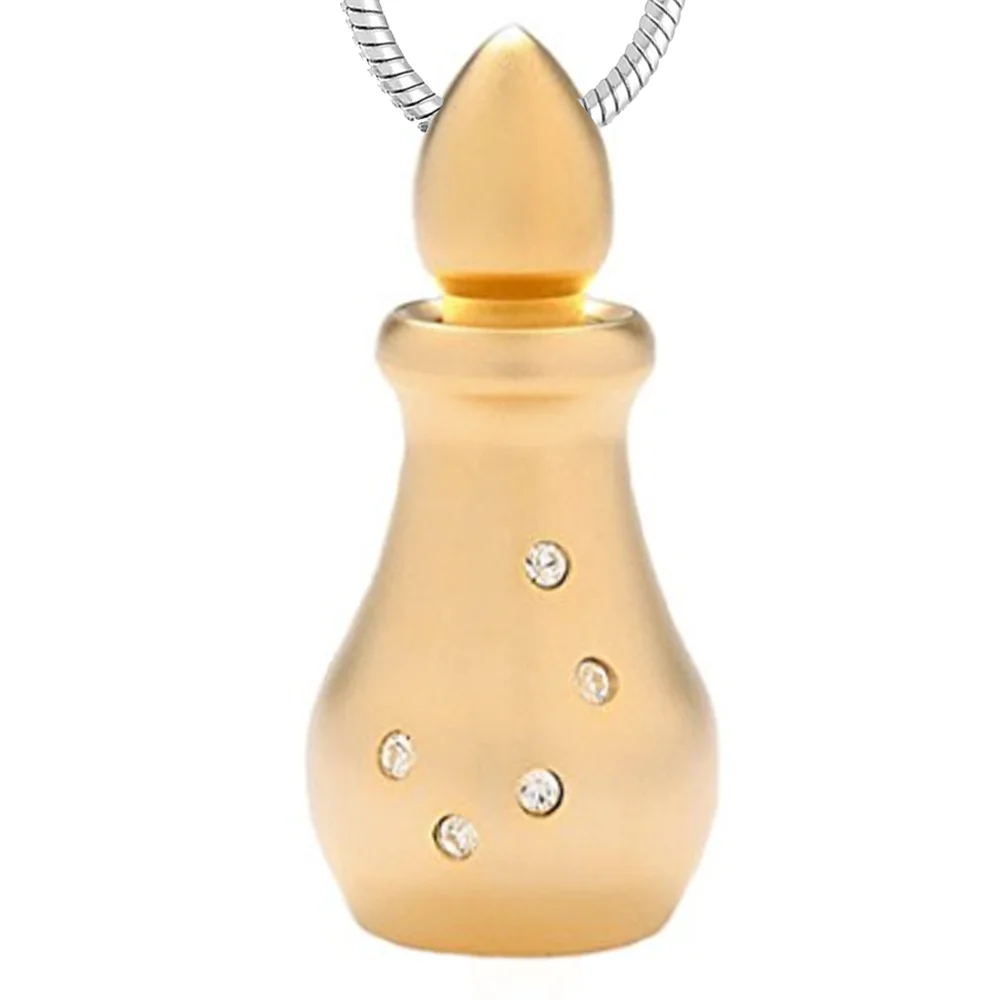 Gold Diamond Perfume Bottle Pendant Pet Cremated Jewelry Necklace