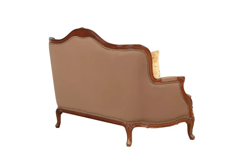 High-end Antique Sofa Set Hand-carved Solid Wood Home Furniture  Sofa Leather 1+2+3 Seat Living Room Antique Sofa Set