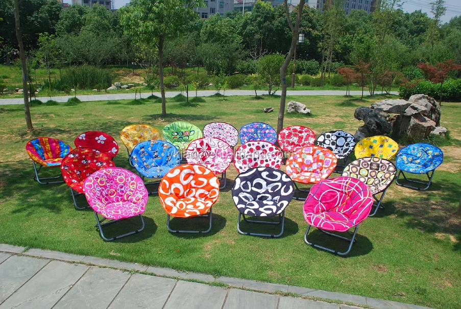 Folding print sports moon chair for promotion Outdoor setting travel metal folding portable planet chair