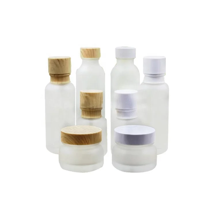 50g 50ml 120ml 150ml frosted glass empty cream jar sprayer with bamboo pattern plastic lid cap /lotion pump packaging bottle