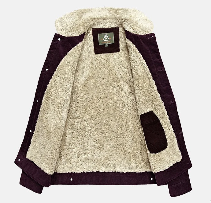 custom corduroy jacket fleece warm with borg collar in wine red