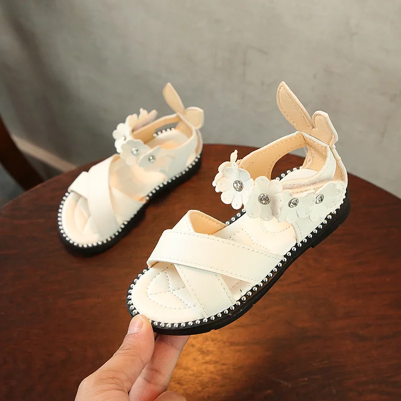 Новое поступление, детские сандалии принцессы с милыми цветами