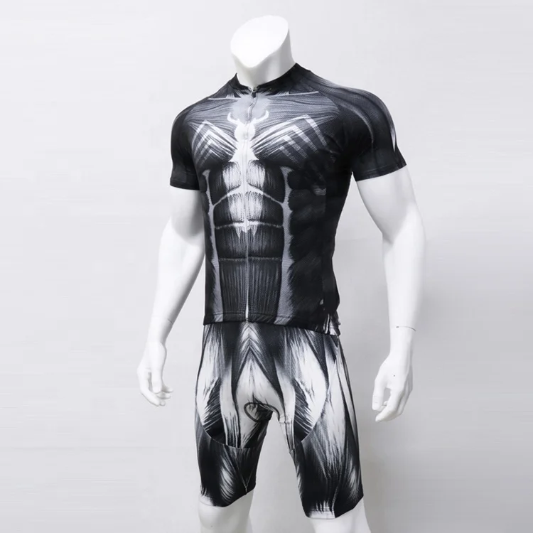 3D muscle man skeleton human meridian custom designs cycling jersey