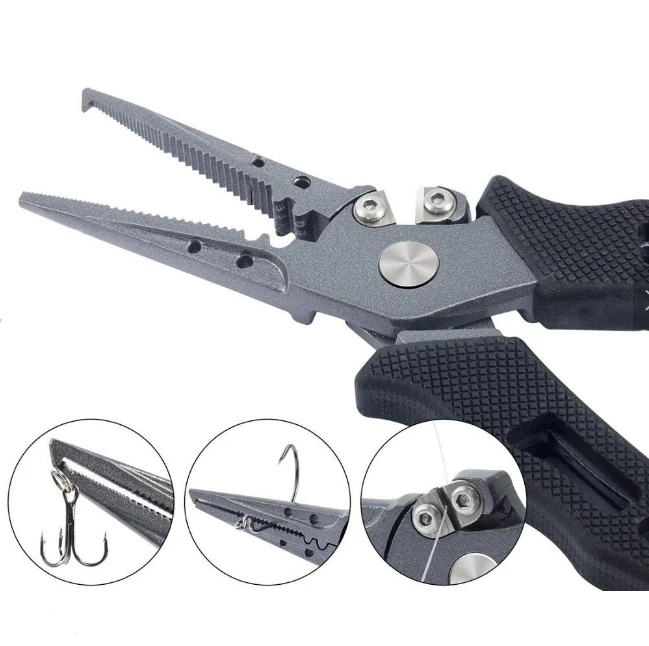 with Non-slip TPR handle,for lure\fly\boating fishing,tools, Muti-Function Fishing Pliers Hook Remover Split Ring