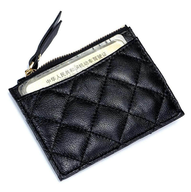 Dreamtop DTE393 soft sheep skin card case luxury women wallet card holder with zipper coin case