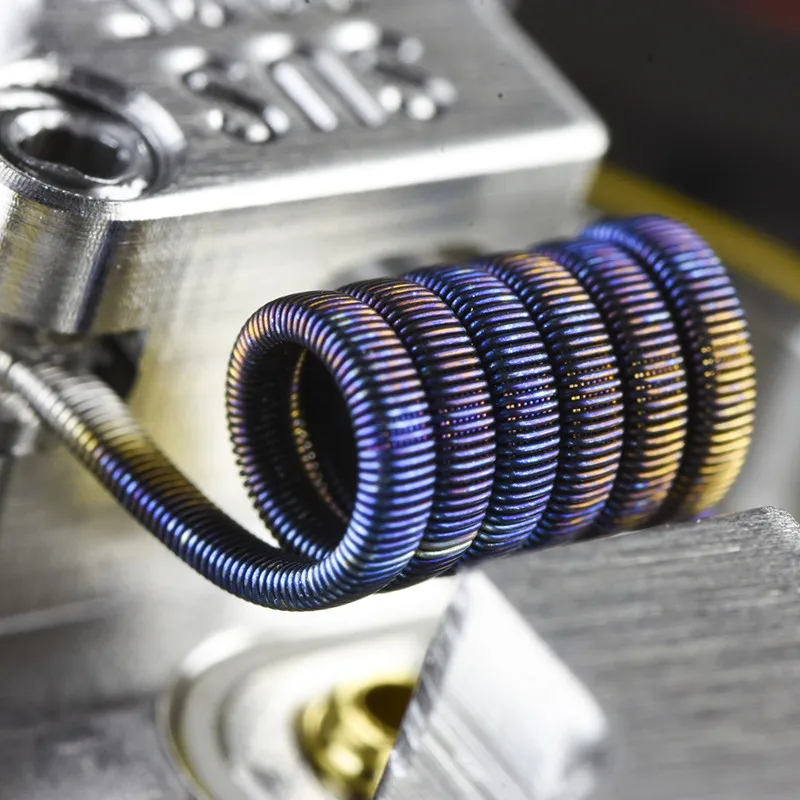 
Factory wholesale premade coil rainbow colored a1 ni80 ss Clapton Alien Tiger Hive Quad Flat twisted Fused 