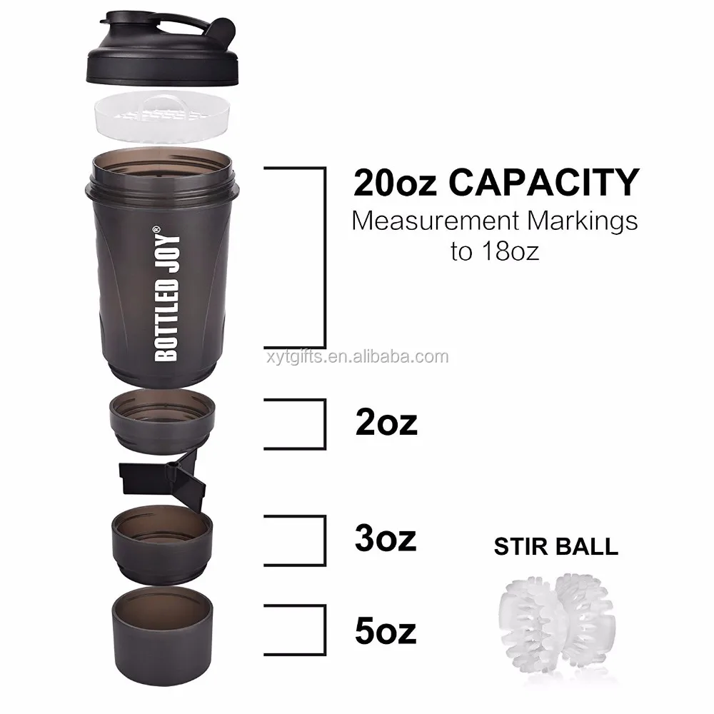 
Joyshaker Private Custom 3 in 1 Protein Powder Shaker cup for shaking bottle 