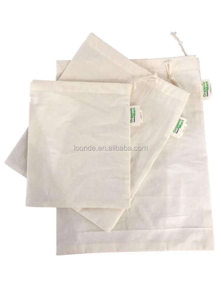 Organic cotton gauze produce drawstring package bag