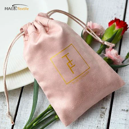ECO friendly custom suede velvet travel gift drawstring jewelry pouch bag with logo