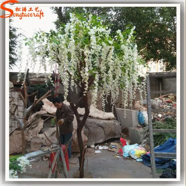 Garden silk-cloth artificial wisteria flower fiberglass large outdoor artificial wisteria trees branches for decoration