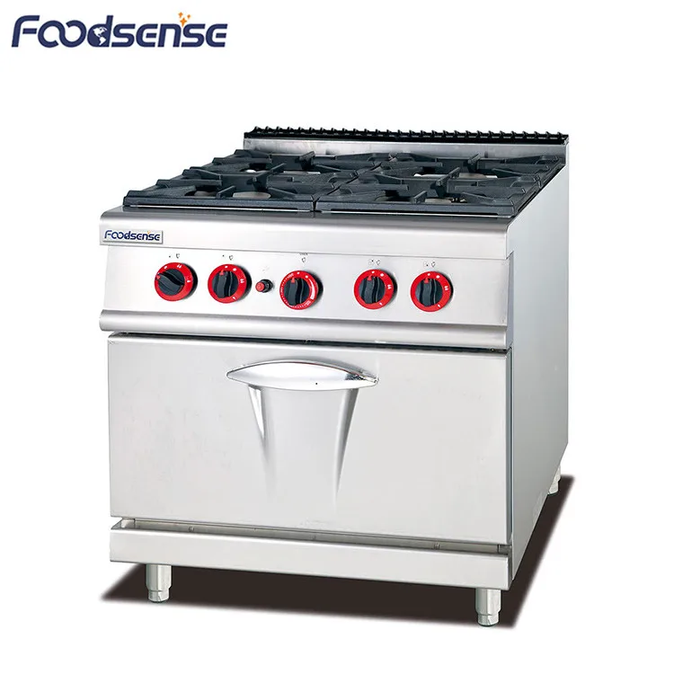 Commercial 380V Stainless Steel Gas Stove Range with 4 Burner, Best Gas Wok Range With Cabinet