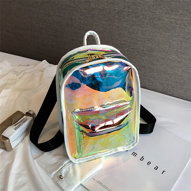 
kids jelly holographic backpack girl fashion new clear pvc laser college backpack 