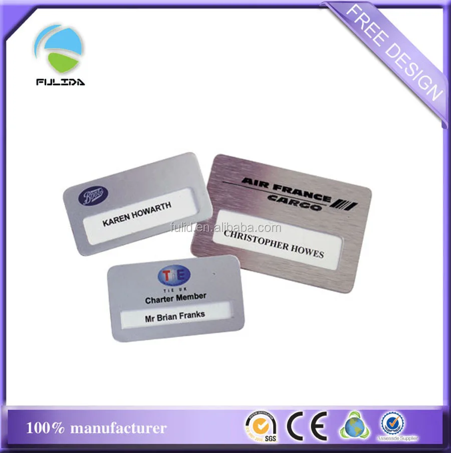 Custom alloy identity name plate tag Insert Window Name Badges