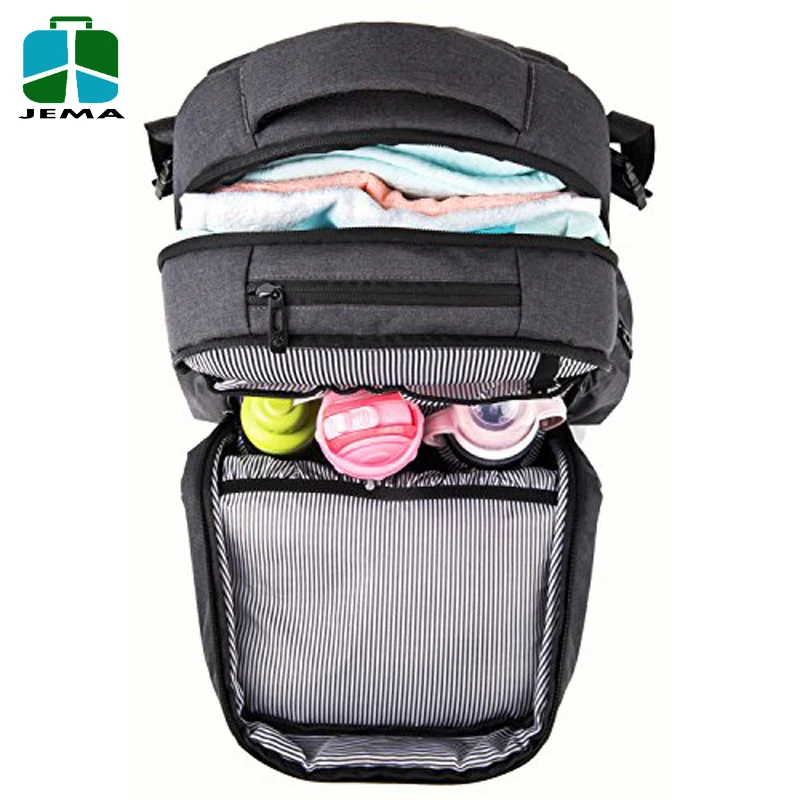 heather black Baby extra large diaper bags Backpack for dad or moms