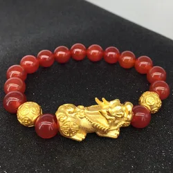 Vietnam Alluvial Gold Brave Troops Charm Man& Woman Lucky Pixiu Beads Bracelet Wholesale Gifts For Women