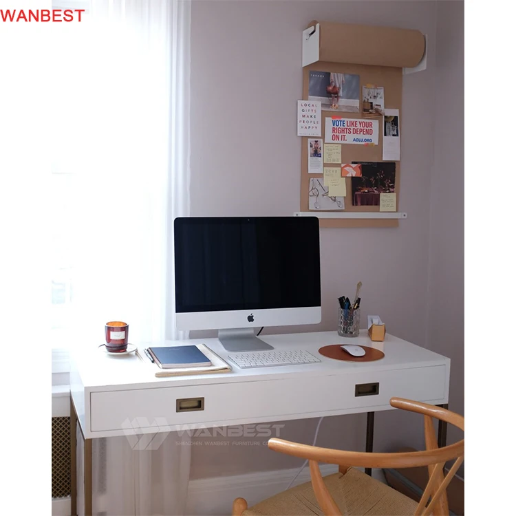 Elegant high gloss solid surface office reception desk design executive desk computer table