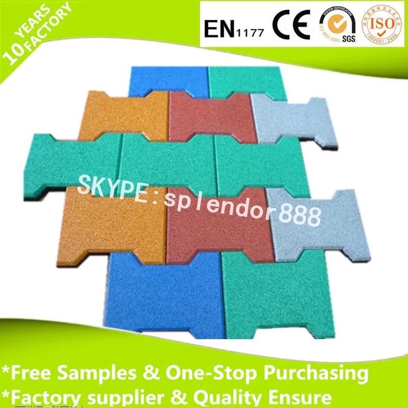 20mmx16mm Anti Slip Dog Bone Interlocking Rubber Paver for Horse Stable Playground Flooring Tiles