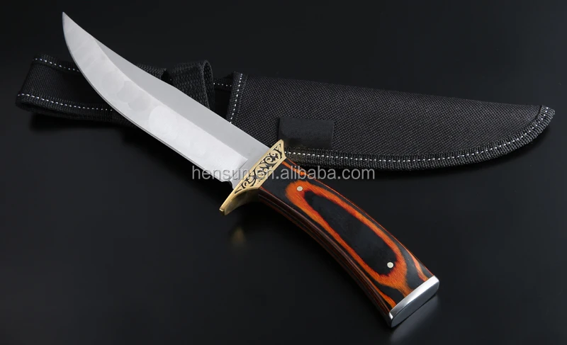 new style outdoor Combat Black orange pakka dymond wood brass guard satin Fixed Blade knife knives