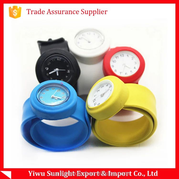round dial silicone wristband Watch kids slap digital watches