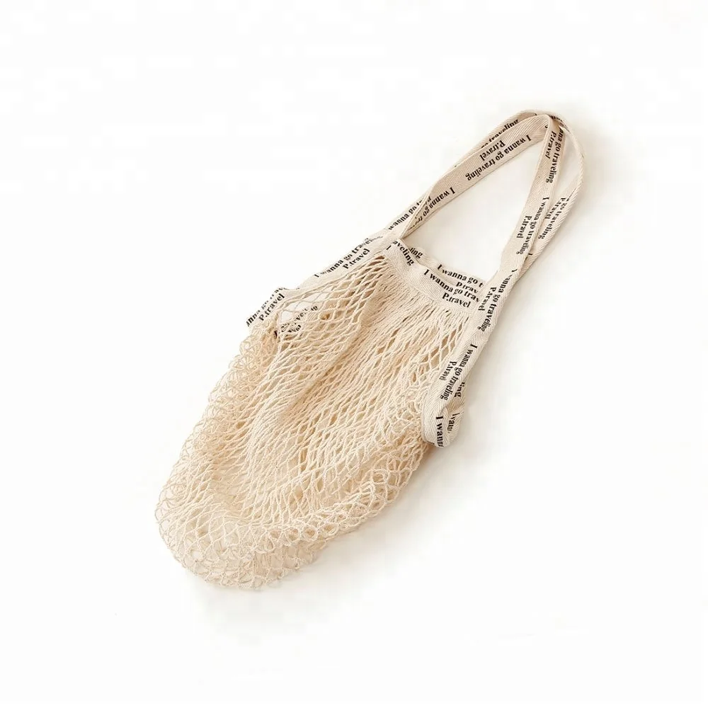 P.travel Eco Friendly Foldable Cotton String Rope Mesh Net Beach Produce Shopping Grocery Tote Bag Canvas bags