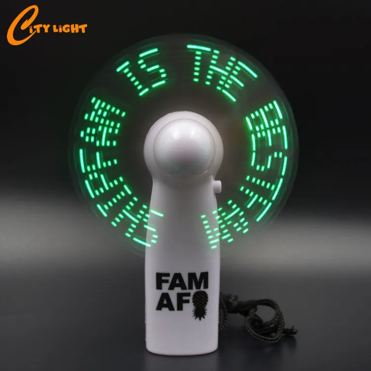 2020 Christmas Trade Assurance Programming Flashing Message Mini programmable led message handheld fan