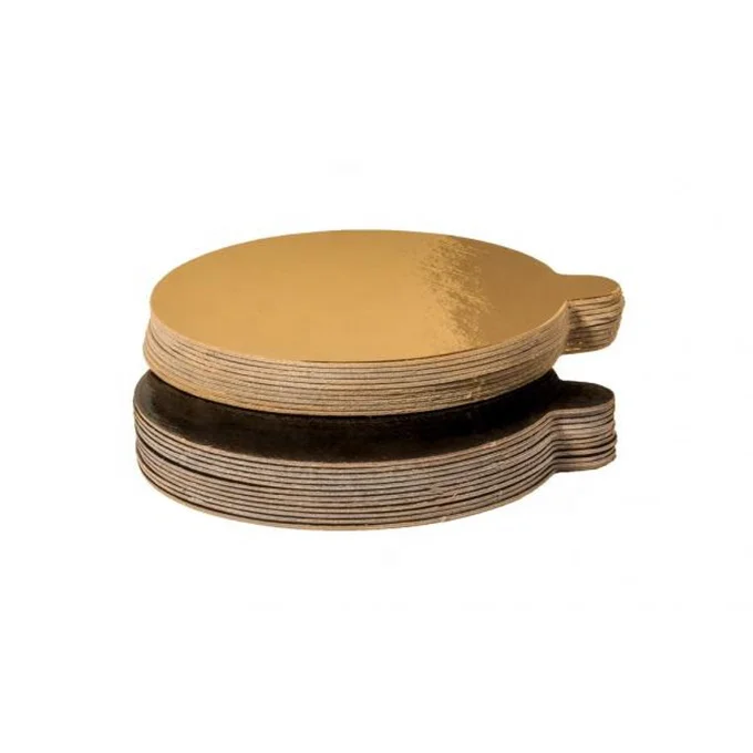 2022 hot selling custom MDF cake bases boards gold Tray Round Mousse mini Cake Board with tab cake drum
