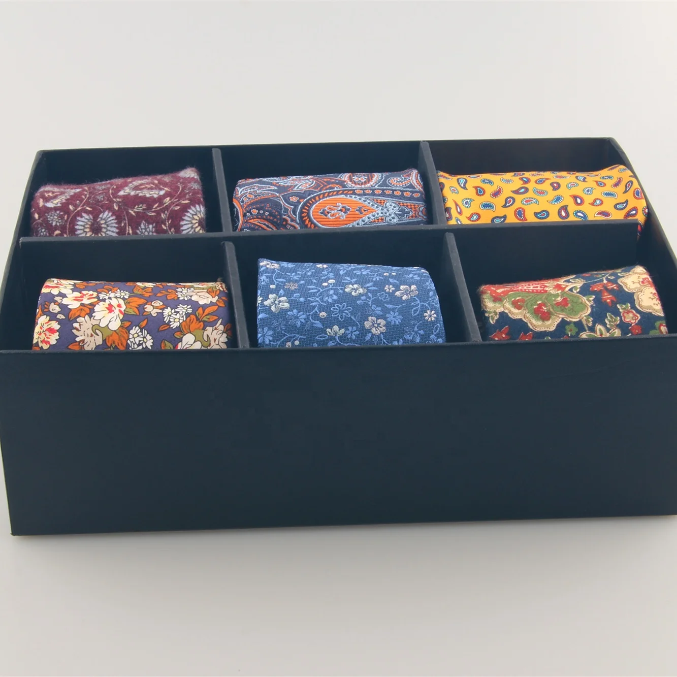 Набор мужских галстуков из 100% шелка в клетку с цветочным принтом Пейсли