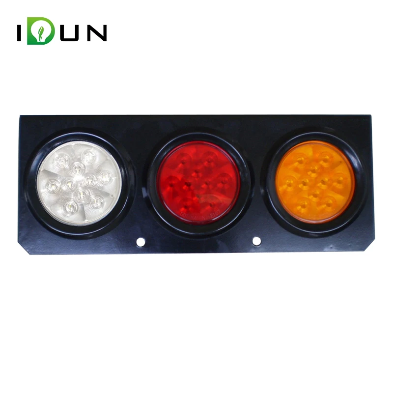 12V 4 Inch Round 30 Piranha LED Stop Turn Tail Combination Lights With 3 Hole Iron Base for Truck Trailer Van Lorry