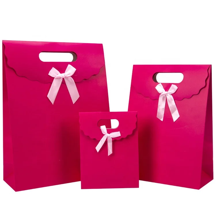 custom lovely wedding sweet candy paper gift bags with ribbon bow
