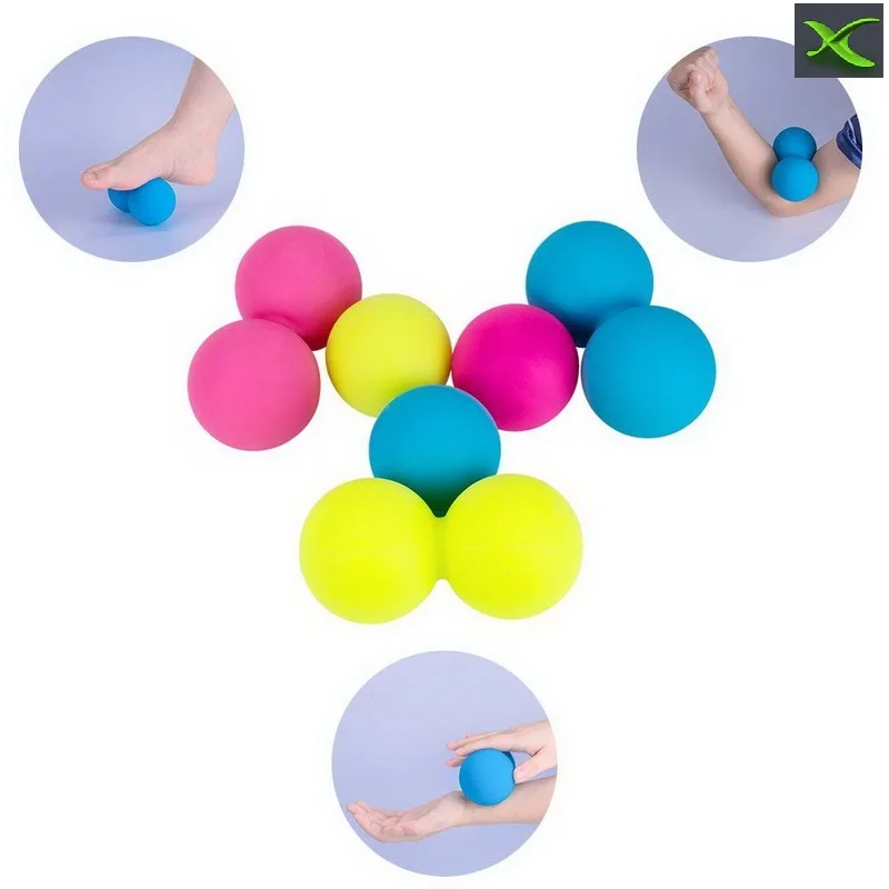 
Odorless no smell vulcanized rubber inject molded double round hard solid peanut massage ball yoga ball Pet dog toy ball 