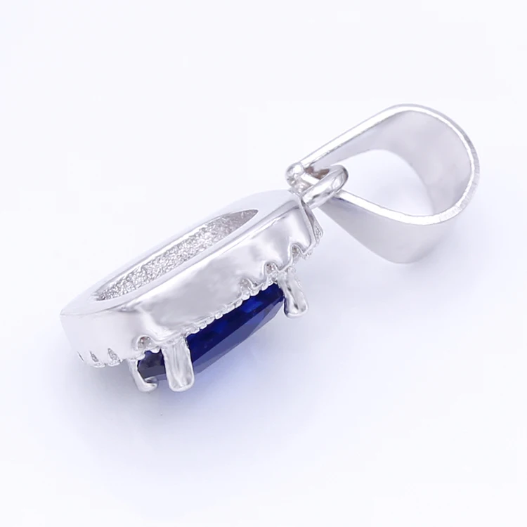 POLIVA Cheap White Gold Plated Blue Sapphire Birthstone Cubic Zircon Prong Set Jewelry Charms Pendants